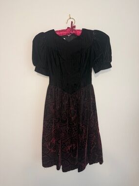 Jessica McClintock Black Velvet Burgundy Sparkle Dress Girl’s Sz 10